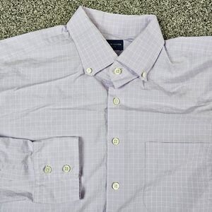 Proper Cloth Shirt Mens Large Lilac Long Sleeve Micro Grid Check Dress Preppy